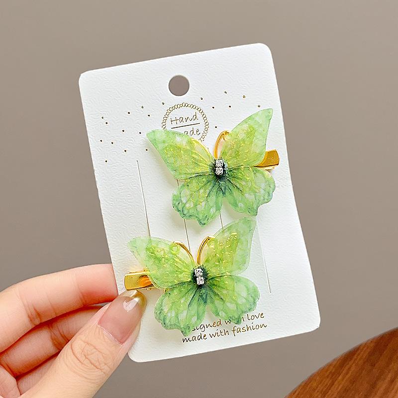 Horquilla de mariposa de Color degradado dulce, pinza para el pelo de gasa bonita, pasadores de princesa
