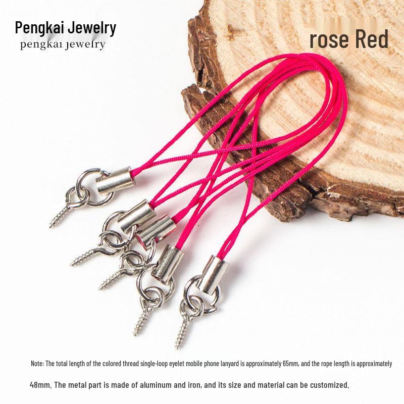 Kolorowy Pasek do Telefonu Komórkowego z Zawieszką z Oczkiem i Sznurkową Lalką - DIY Ręcznie Robiona Biżuteria Akcesoria