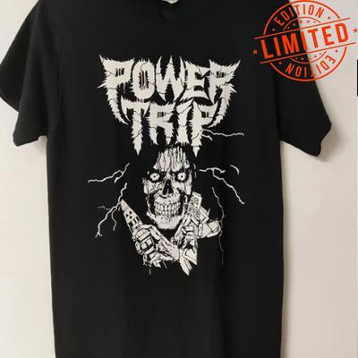 Retro Power Trip Band Tshirt Black Short Sleeve Unisex T-Shirt