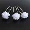 5Pcs Fashion Metal Pearl Flower Hairpin Stick Headwear U-shaped Rhinestone Hair Clip Headdress Bridal Hairpin Wedding