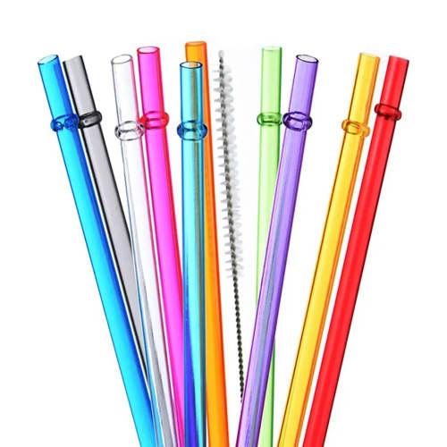 30 Reusable Rainbow Hard Plastic Straws with Cleaning Brush, Random Colors, Perfect for Parties