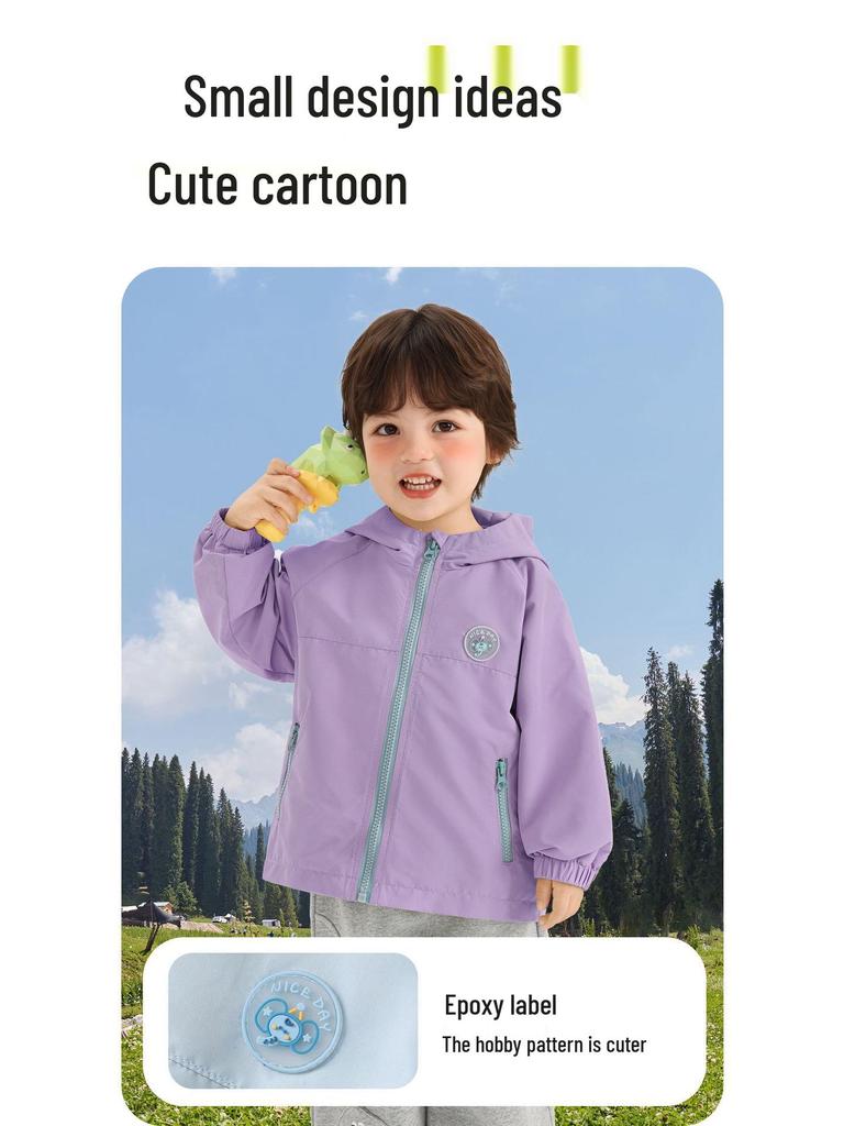 Kaka Panda Kids' Waterproof Spring Jacket - Unisex Casual Top for Boys and Girls