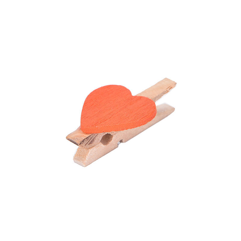 20Pcs Mini Cute Heart Wooden Pegs Photo Clips Room Wedding Craft Decor