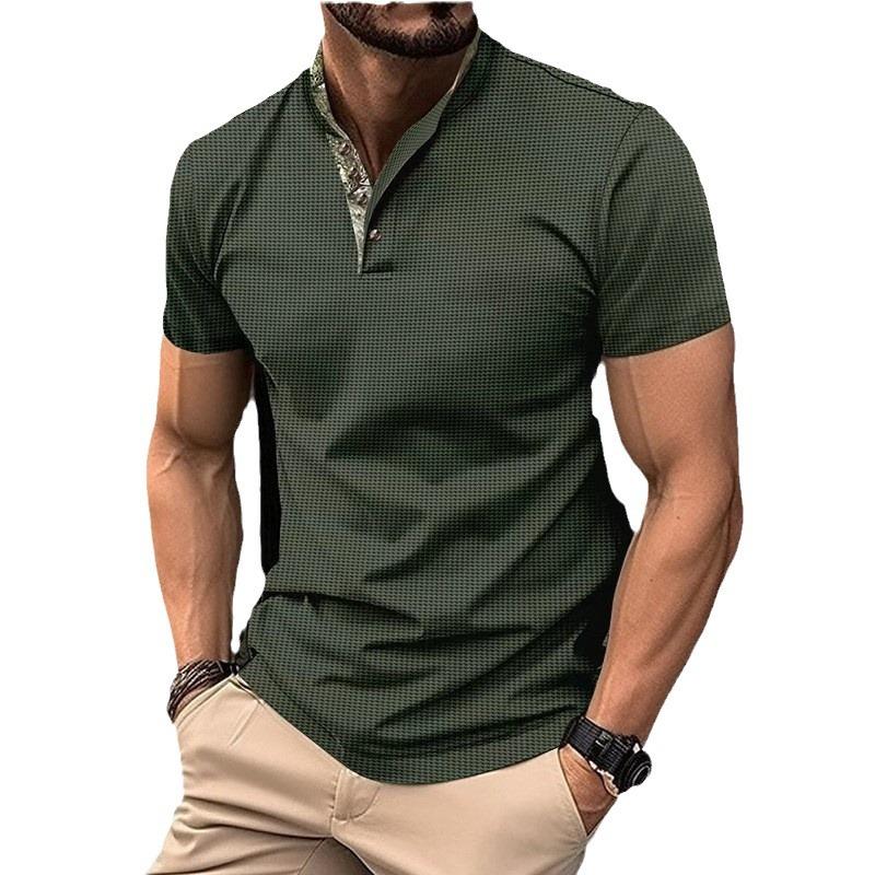 Neue herren POLO hemd doppel-schicht stehkragen kurzarm hemd mode lose körper hemd