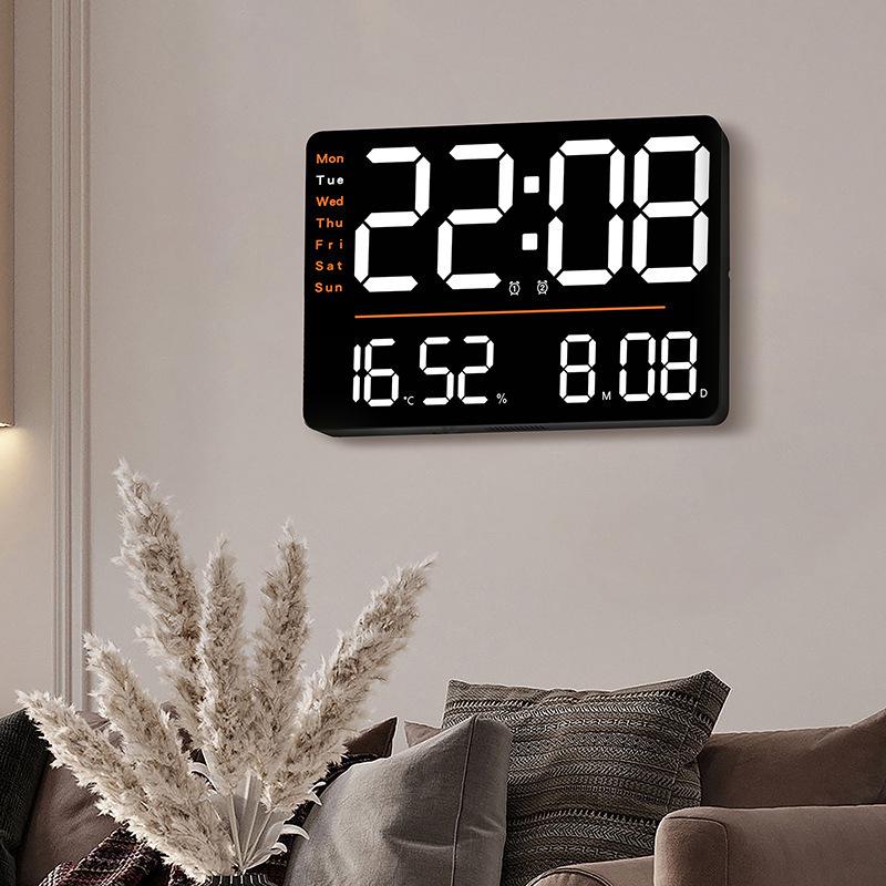 Multi-functional LED Wall Clock with Thermometer & Hygrometer - Large Display for Living Room