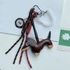 1PC Dog Vintage Brown Autumn And Winter Leather Sausage Dog Chocolate For Mobile Phone Bags Keychain