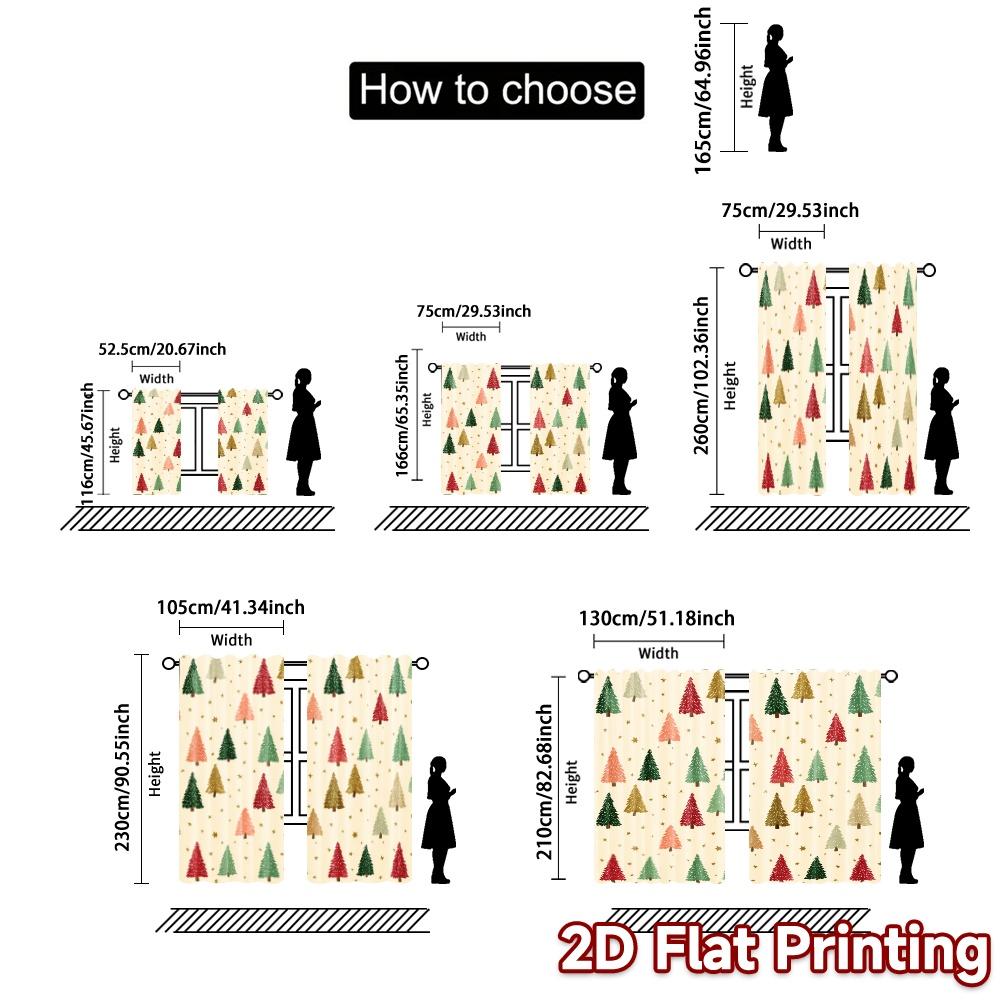 2D-Flachdruck JIT 2-teilige Vorhänge (Ohne Stange) Festliche Immergrüne Beliebte Fenstergardinen Langlebige Polyestervorhänge Zuhause