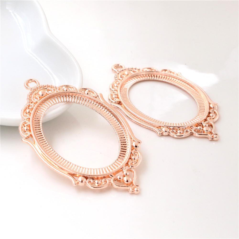New Fashion 5pcs 30x40mm Inner Size 6 Colors Pierced Style Cabochon Base Setting Charms Pendant for DIY Jewelry Making