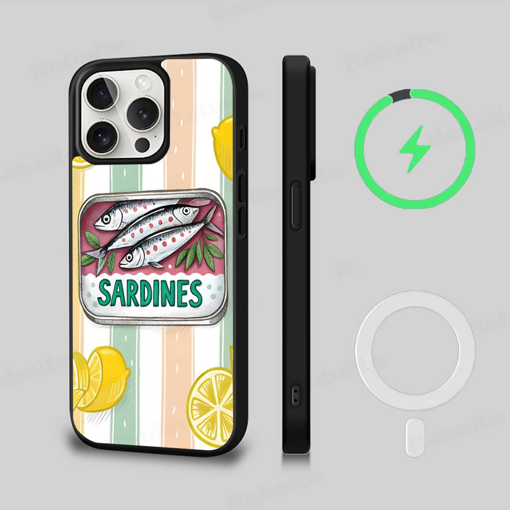 Sardines For Magesafe Magnetic Wireless Charge Case For IPhone 17 16 11 12 13 14 15 Pro Max Plus