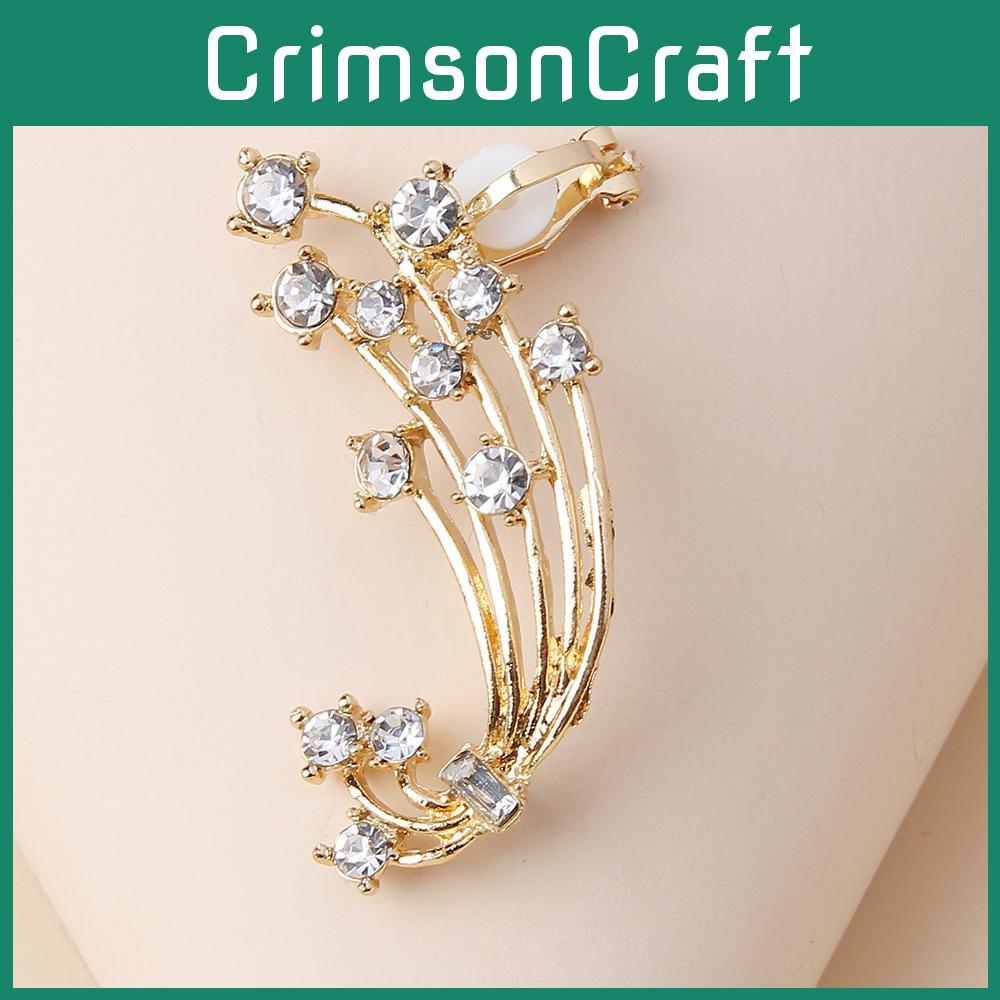 Gold Tone Rhinestone Flower Earrings With Embellishments For Wedding Or Celebration