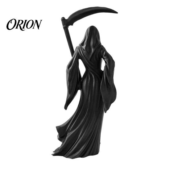 Hooded Skeleton Book Figurine 3D Printed Female Grim Reaper Statue, Faceless Gothic Resin with Detachable Mysterious Fantasy Bookshelf Decor