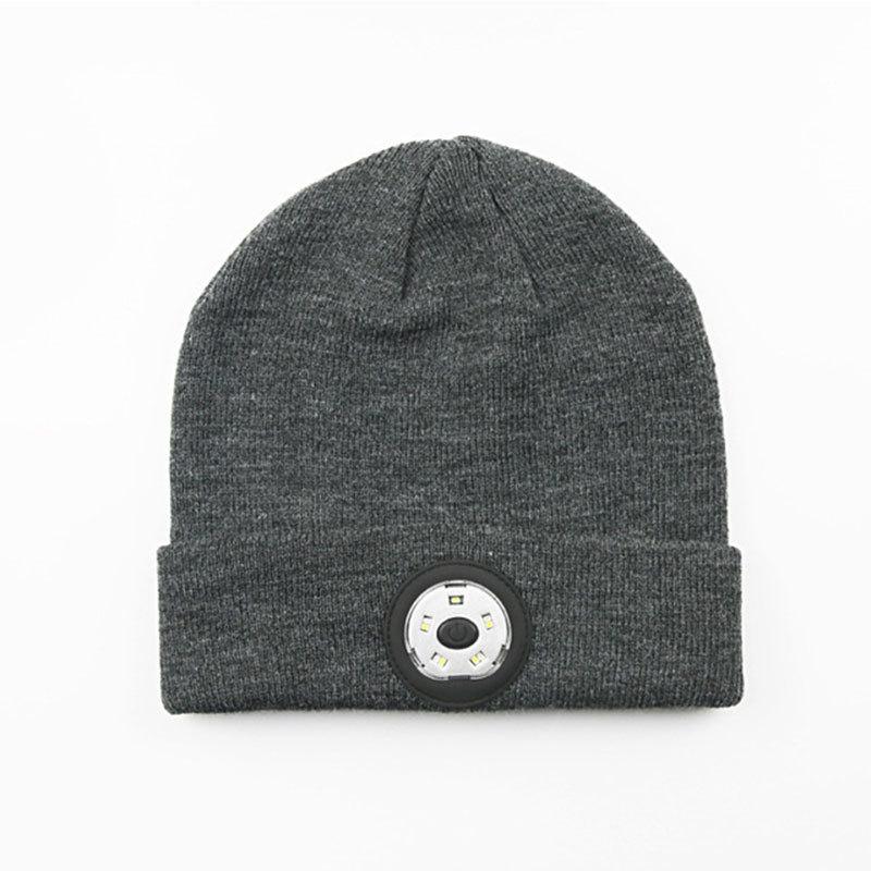 LED Lighted Beanie Hat USB Rechargeable Unisex Warm Winter Knitted Cap Headlamp Flashlight For Night Running Cycling Amagi