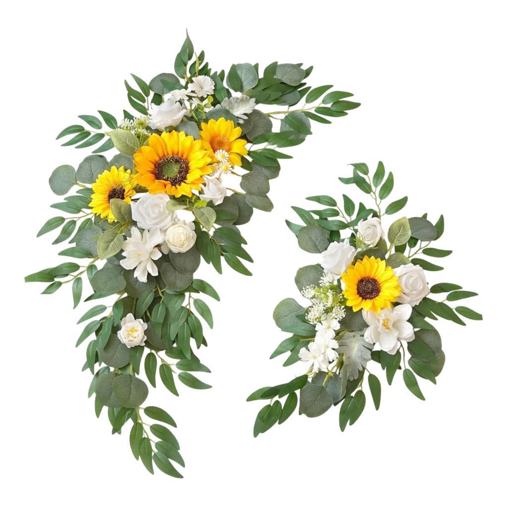 2x Wedding Arch Flowers Decoration Rustic Artificial Floral Swag for Wall Mantel