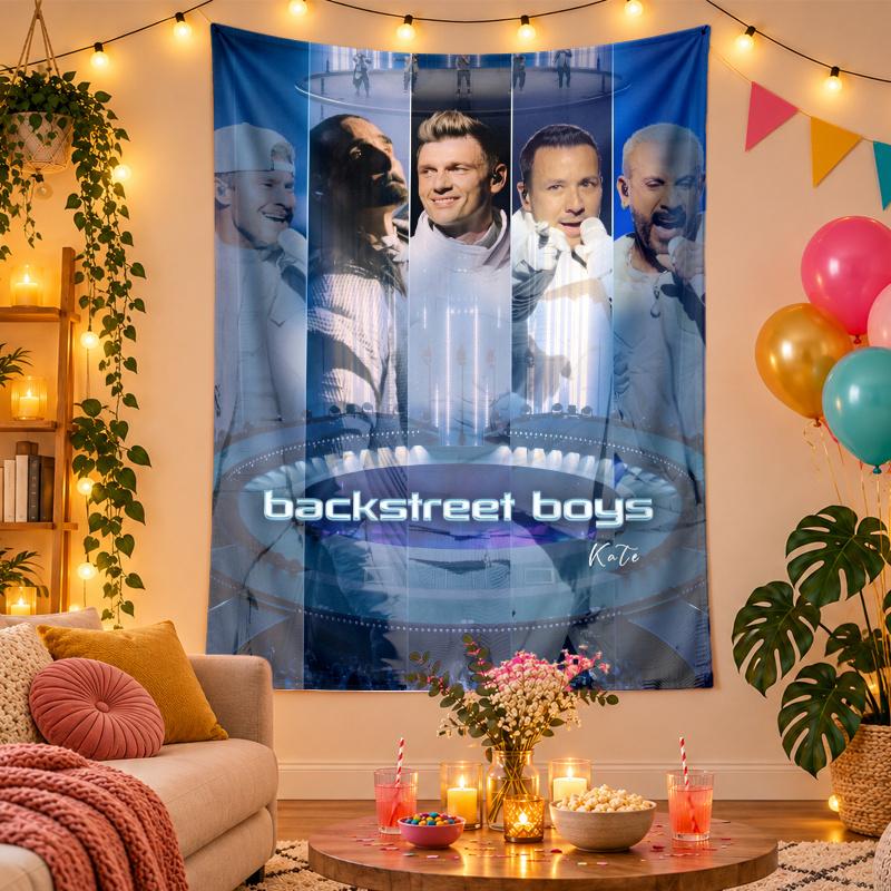 Polyester Wall Tapestry with Backstreet Boys Design, Decorative Hanging for Bedroom Living Room Dorm