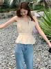 YUANYUAN Ruffled Summer Tucked Mini Perfect for Summer Size Women's Camisole, Camisole, Top, Underwear, Top, High-Waisted, Slimming, Retro, Stylish,