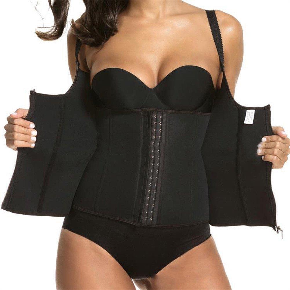 Women Waist Trainer Corset Tummy Control Shapewear Sweat Zipper Vest Slimming Body Shaper Sauna Suit Workout Cincher Tank Top with Adjustable Straps
