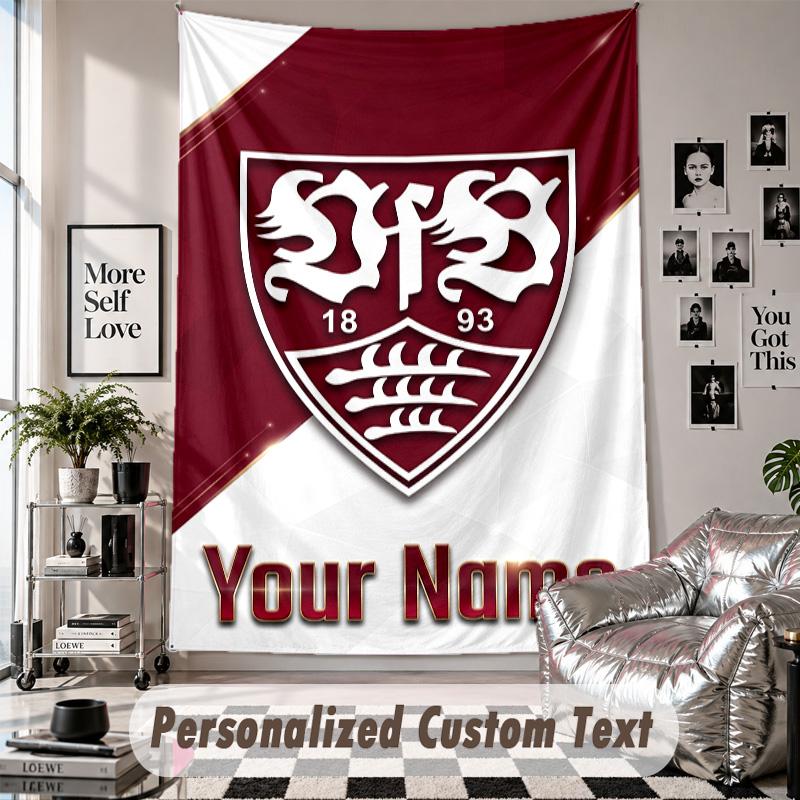 Wandbehang-Wandteppich mit individuellem Namen & Text, VfB Stuttgart FC Dekorativer Wandteppich für Schlafzimmer