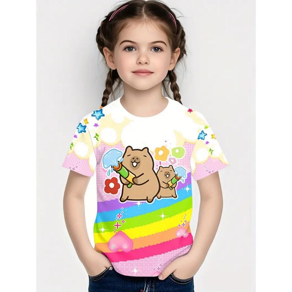 Kids' T-Shirt Animals Boys and Girls Capybara Children's T-Shirt 3D Print Top Loose and Comfortable Gradient Children