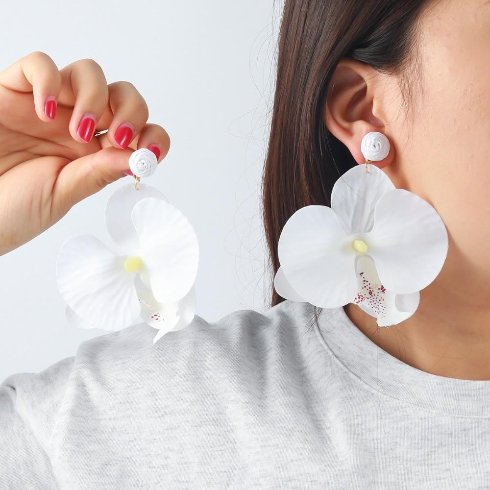 Korean Style Flower Earrings Exaggerated Flower Drop Earrings Butterfly Orchid Earrings  Wedding
