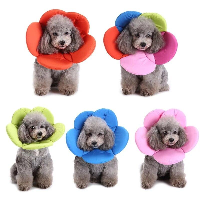 Pet Cat Dog Flower Neck Collar Anti Bite Beauty Adjustable Protector Cover Ring
