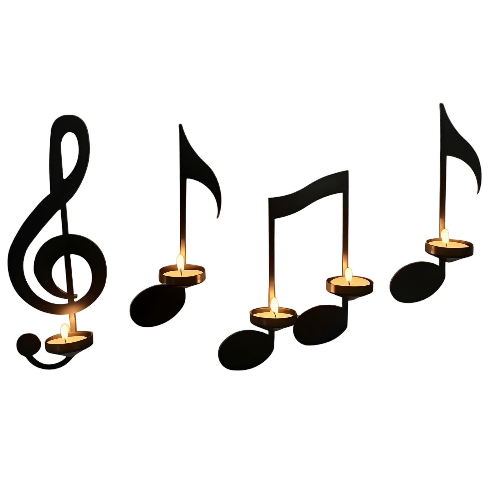 Metal Wall Mounted Candle Holders Musical Note Design Iron Art Candle Holder Set for Home Living Room Decoration Wall Hanging Candle Stand one size чёрный