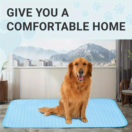 

Dog Cooling Mat Ice Silk Cooling Pad Washable Pet Cool Bed Breathable Sleeping Mat for Large Dogs Cats S синій