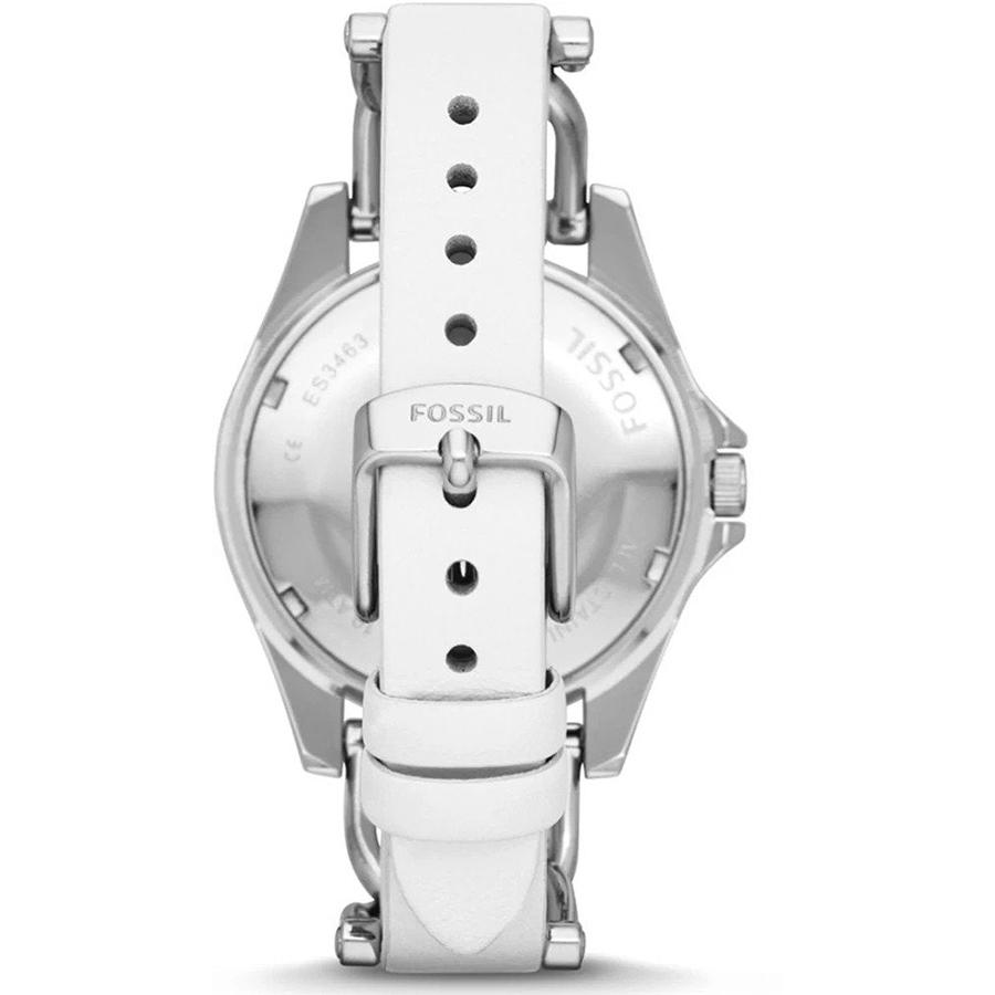 Fossil Riley White Dial White Leather Strap Watch for Women - ES3463