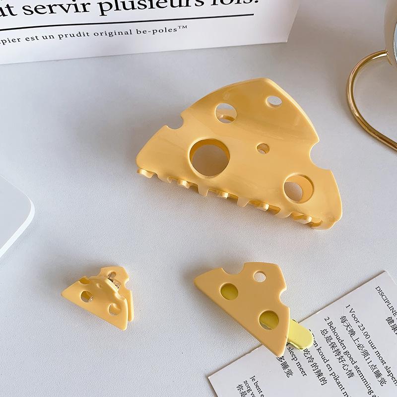 Fun Cheese Grab Clip Creative Plate Hair Shark Clip Girl's Hair Claw Back Triangle Hollow Hair Grab Hair Ornament