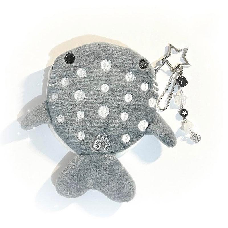 Grey and Blue Shark Beaded Keychain Wallet чёрный