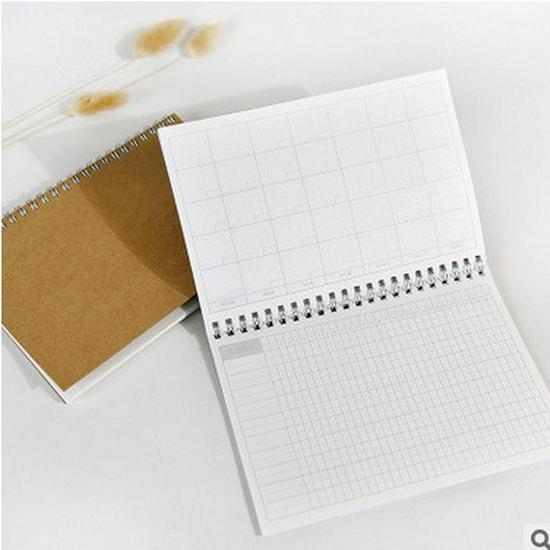 In Stock Creative Retro Kraft Paper Notebook Planner: Exquisite Cute Diary & Memo Pad Time Schedule Planner Coil Notebook