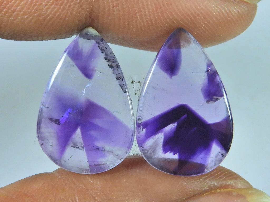 15Cts. Natural Amethyst (13X19X02 Mm Each) Pear Cabochon Matched Pair SK-3087