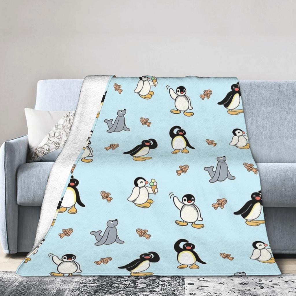 Warme Decke Junge Mädchen Picknick Pinguine Niedlich Überwurfdecke Flanell Tagesdecke für Sofa Bett Flauschige Sofabettdecke