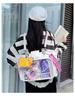 Rucksack im japanischen Stil mit großer Kapazität, transparentes PU, Mehrzweck, als Umhängetasche und Handtasche tragbar, mit Anime-Anstecker