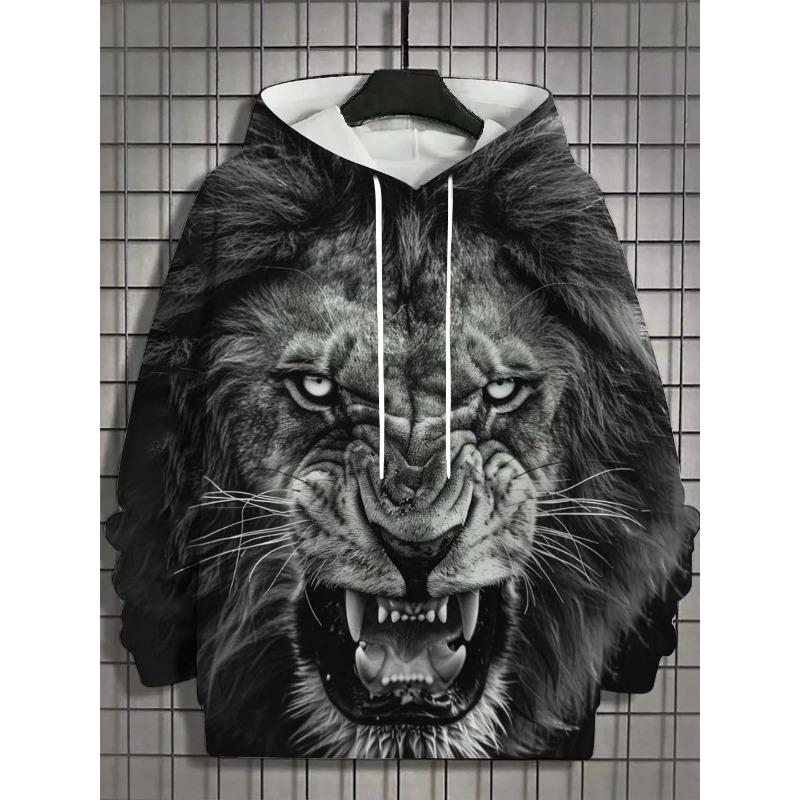 Men's Hoodie 3d Print Animal Lion Graphics Long Sleeve Hoodie Fashion Casual Autumn Unisex Tops Oversized Hooded Streetwear