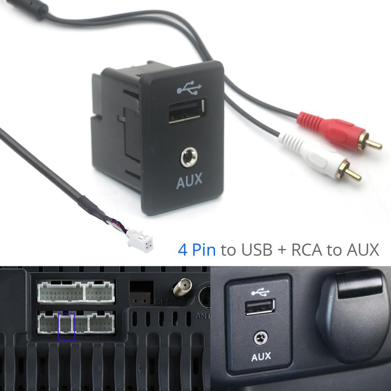 AtoCoto 4 PIN AUX Mini USB Cable Connector Socket for Nissan Teana X-trail Rogue Qashqai Radio CD Navi DA Interface