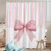 Pink Bow Tie Polka Dot Stripes Shower Curtain Washable Dirt-Resistant Shower Head Waterproof Polyester Bath Curtain