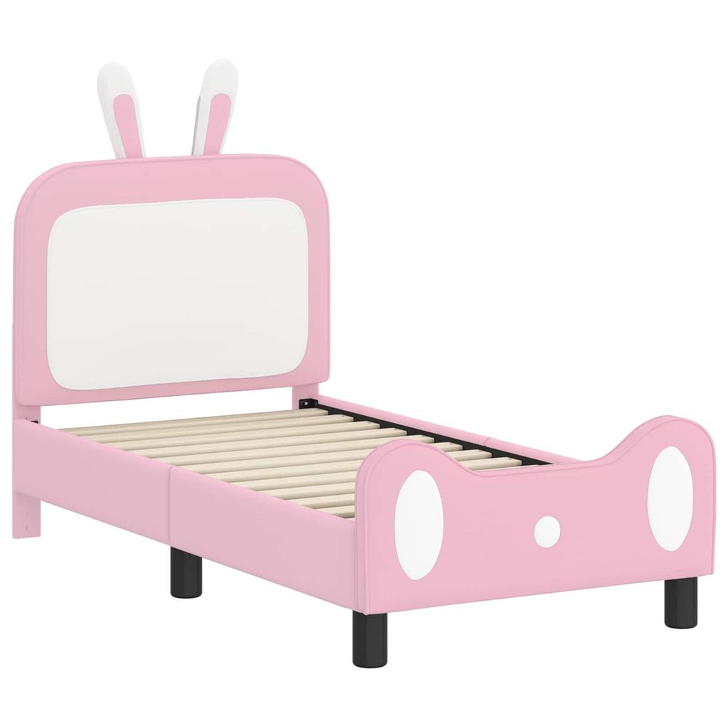 Kids Bed Frame with Headboard Pink 70 X 140 Cm PU
