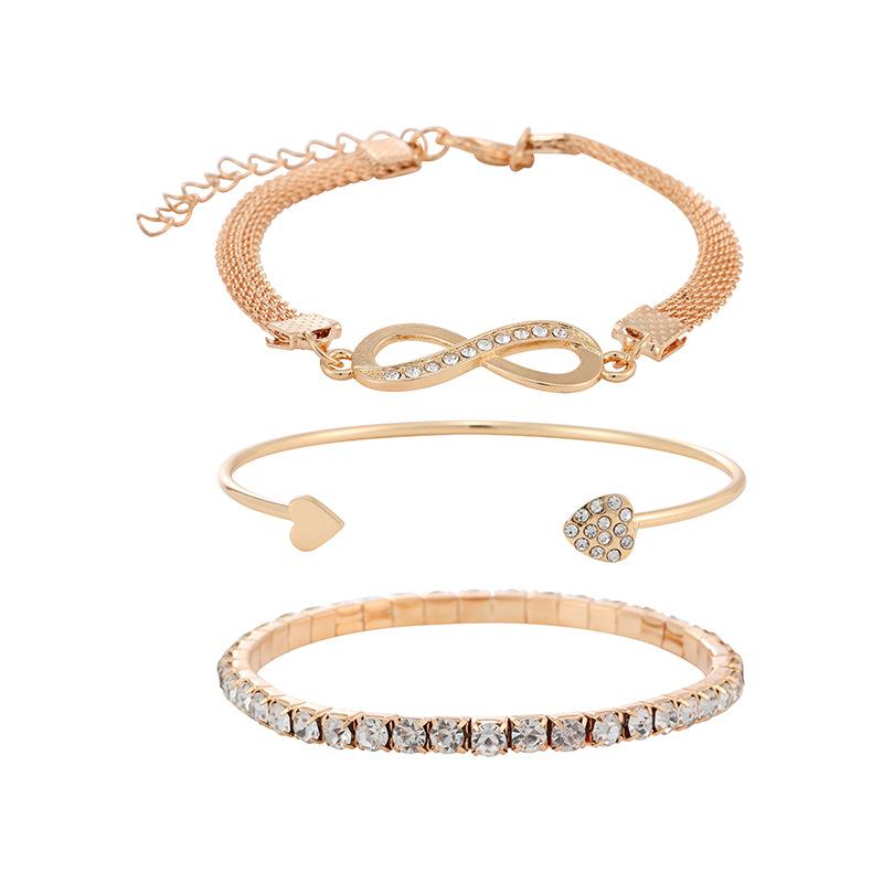 New Ins Ladies Love Opening Bracelet Design Creative Retro Simple Lucky 8-Character Bracelet Three-piece Set