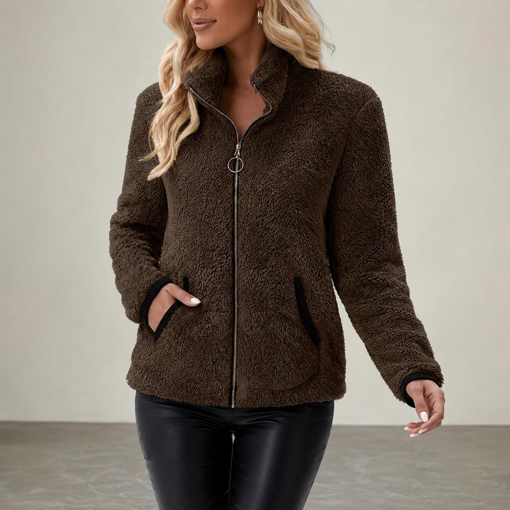 Women's Double Sided Zip Up Cardigan Sweatshirt Jacket
