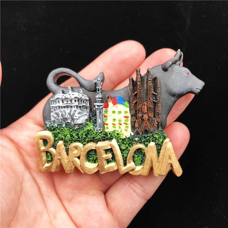 Kühlschrankmagnet mit Spanien-Land-Souvenir, Madrid, Barcelona, Magnetmagnete für den Kühlschrank, Kunstharz, bemalt, dekoratives Kunsthandwerk