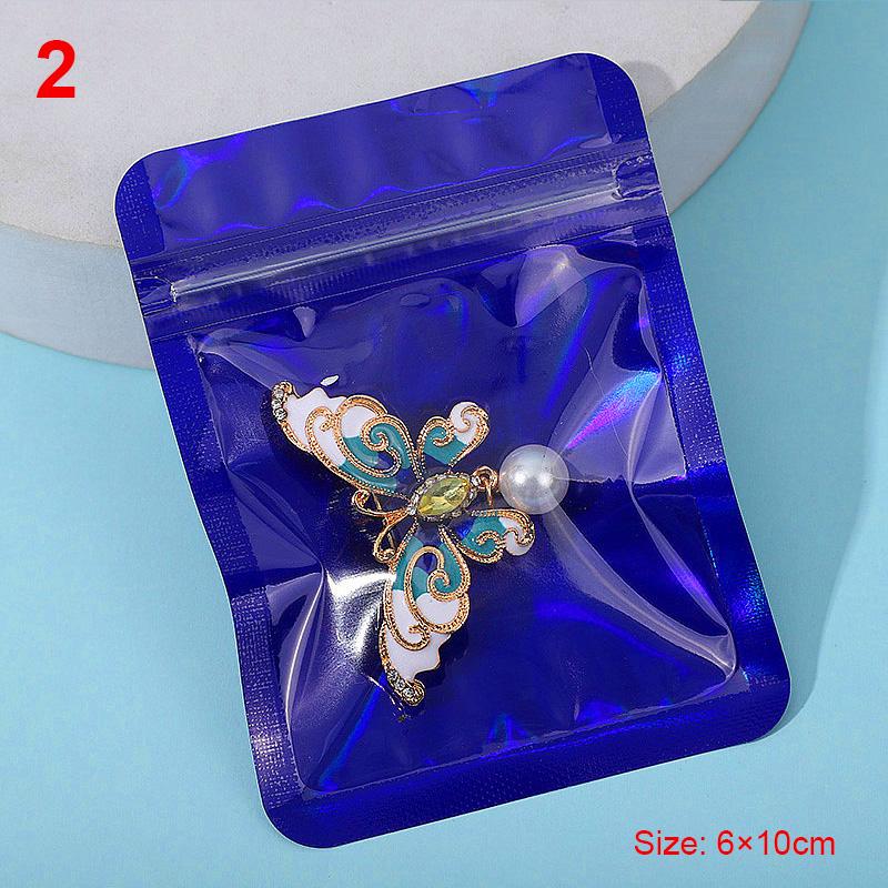 50pcs Jewelry Earring Self Sealing Bag Iridescent Laser Pouches Resealable Storage Bag