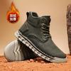 Men's Winter Boots Hand-stitched Mens Ankle Boots Leather Soft Plush Warm Outdoor Fashion Business Leather Casual Shoes for Men