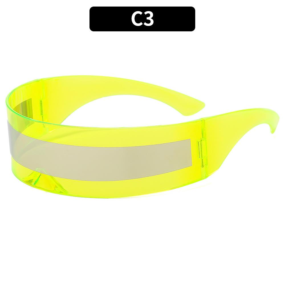 Y2K Future Warrior Rimless Sunglasses One Piece Lens Wrap Around Cyber Punk Futuristic Men Women Hip Hop Party Sun Glasses