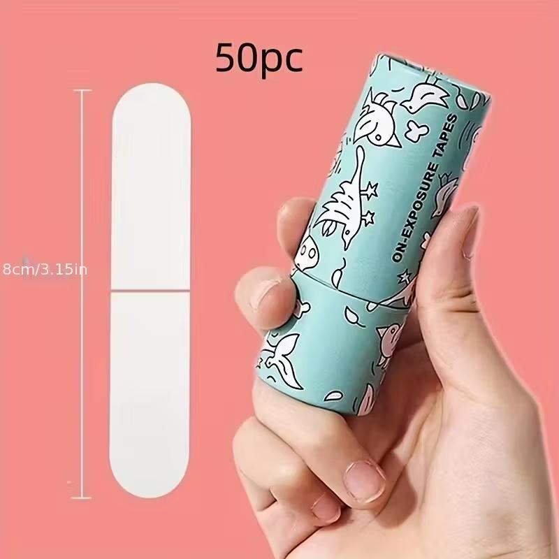 50pcs Double-Sided Underwear Clothing Tape Invisible Transparent Clothes Body Transparent Easy Tear Tape One Size небесно-голубой