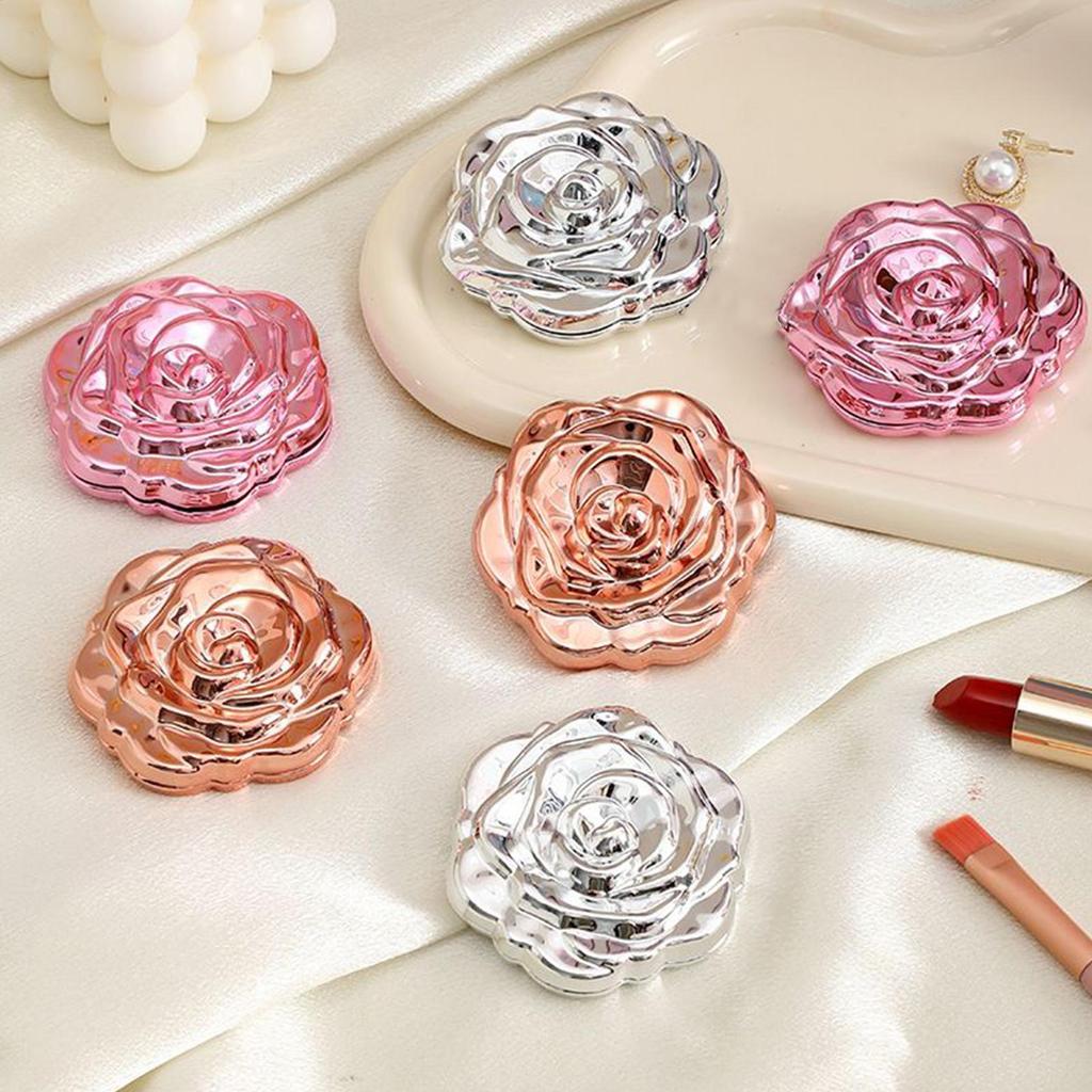 Rose-shaped Folding Makeup Mirror Handheld Mini Double-sided Mirror Makeup Touch-up Mirror Compact Pocket Mirror Mini Mirror