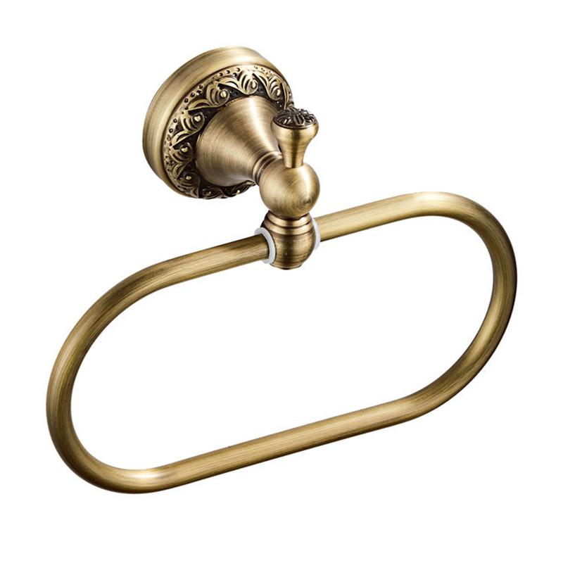 Bronze Oval Antique Brass Towel Holder Bathroom Wall Mounted Round Towel Rings Towel Rack Kitchen Storage Accessories