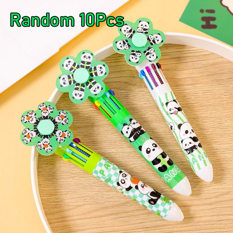 

3Pcs Wholesale Creative Cute Panda Ten Color Ballpoint Pen Cartoon Bear Multi Color Hand PenStationery Wholesale Back To School Random style 3Pcs