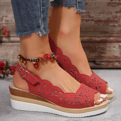 Modische Sandalen mit Keilabsatz für Damen im Sommer, neue Retro-Sandalen in Plateauform, lässige Sandalen für Damen, Strandschuhe, Damen-Sandalen mit Absatz