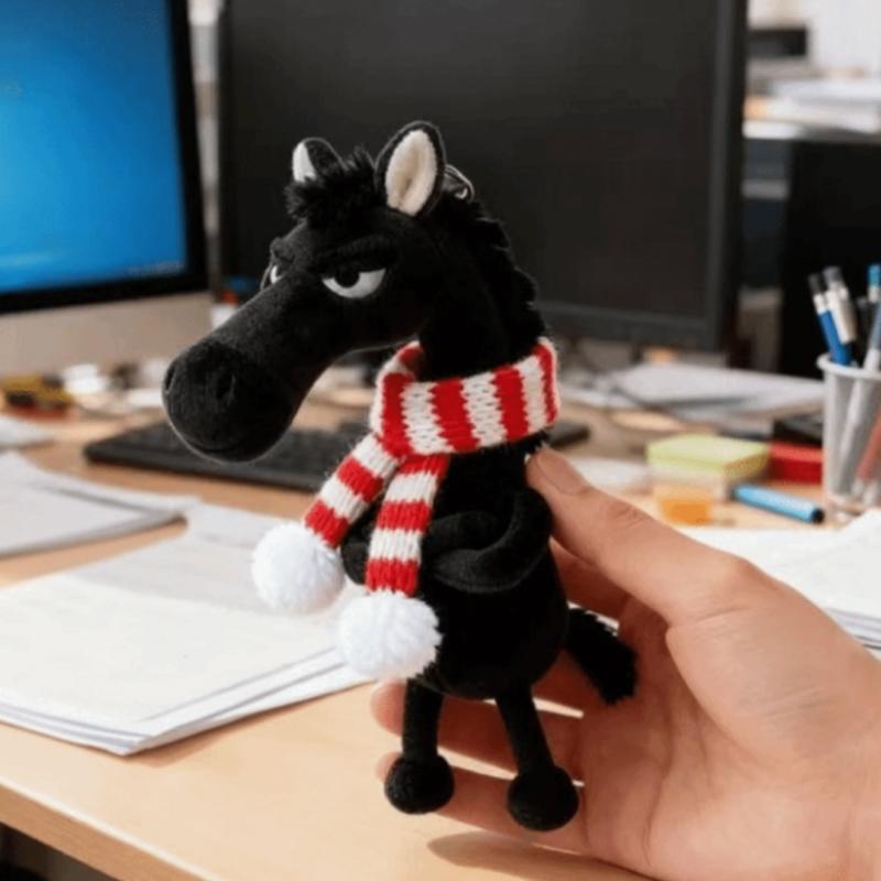 New Year Horse Plush Keychain Handbag Decoration Backpack Hanging Soft Horse Key Ring Toy New Year Gift for Boys and Girls