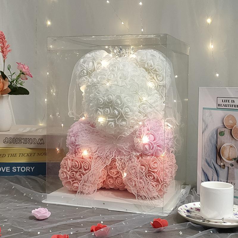 Eternal Rose Bear: Valentine's, Mother's Day & Birthday Gift, Floral Bouquet Ornament for Girlfriend.